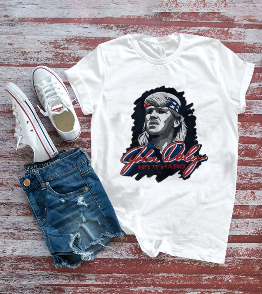 John Daly Hit It Hard Man American Flag Bandana T-Shirt