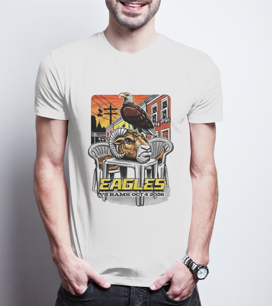 Eagles Vs Rams Oct 4 2026 Philadelphia Skyline T-Shirt