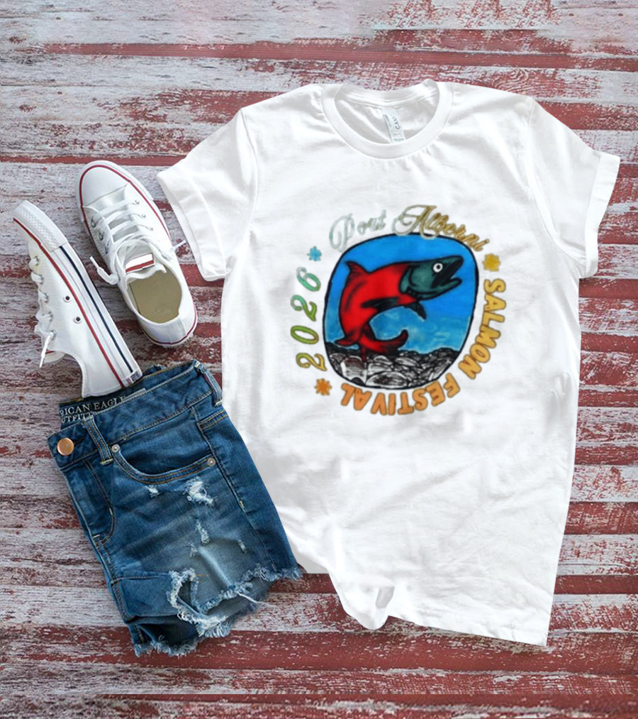 Port Alberni 2026 Salmon Festival Vibrant Red Fish Jumping T-Shirt