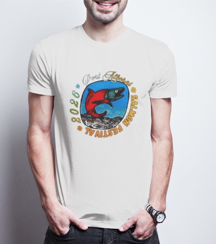 Port Alberni 2026 Salmon Festival Vibrant Red Fish Jumping T-Shirt