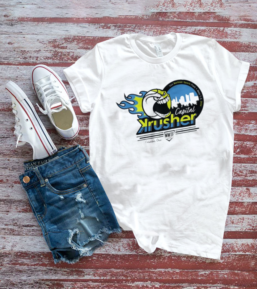 Berliner Sports Capital Krusher Softball 2014 Event Krusher Character With Flames T-Shirt