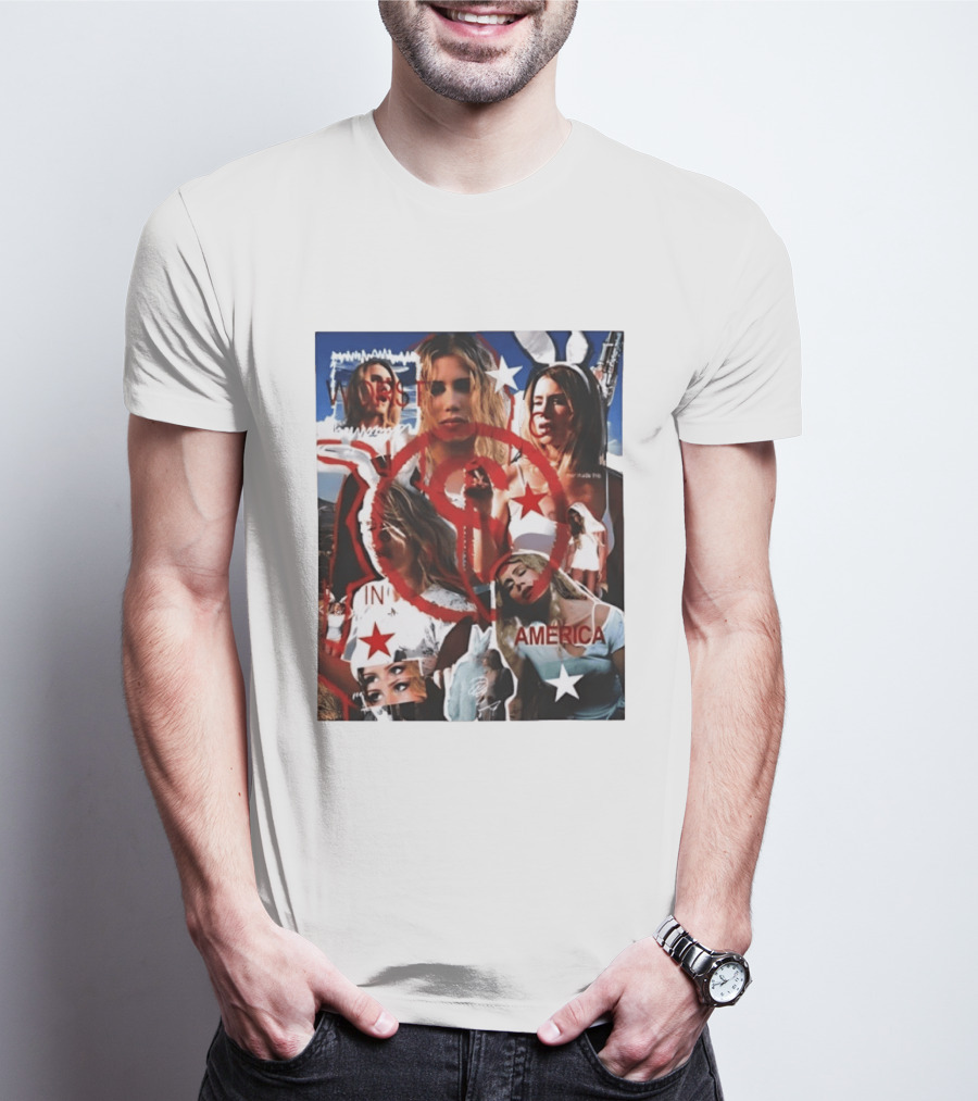 Worst In America Fashion Collage Aesthetic With Stars And Red Circle T-Shirt