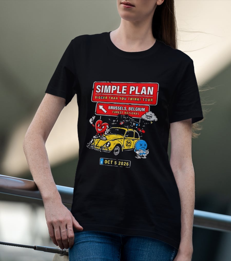 Simple Plan Bigger Than You Think Tour Brussels Belgium Forest National Oct 5 2026 T-Shirt
