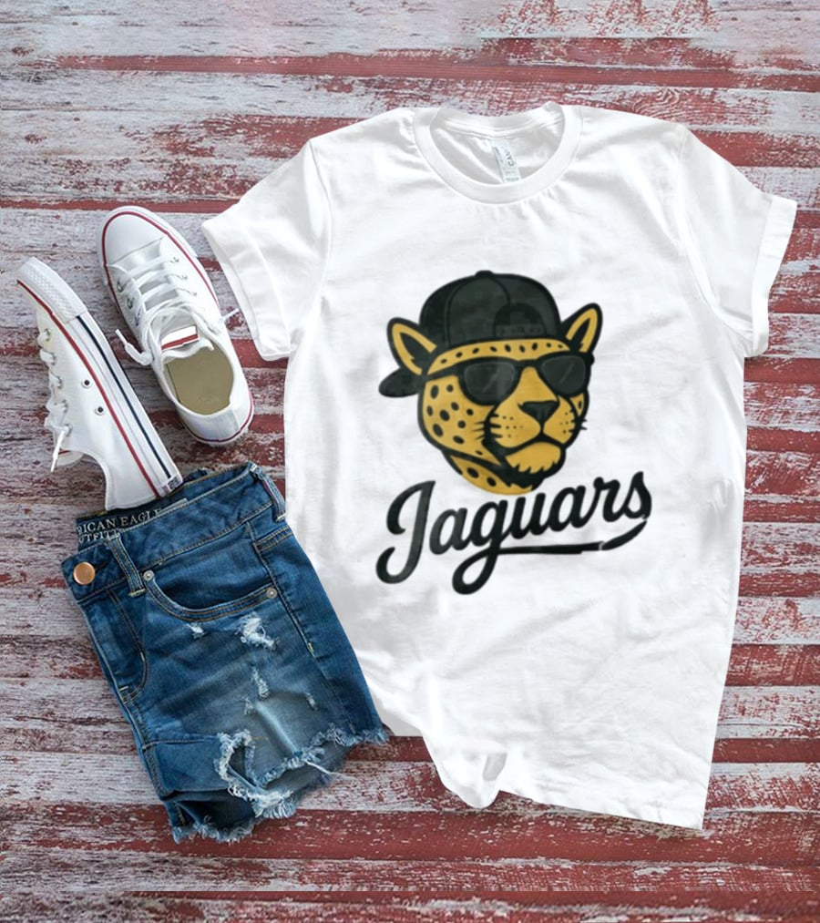 Jacksonville Jaguars Cool Jaguar With Cap And Sunglasses T-Shirt