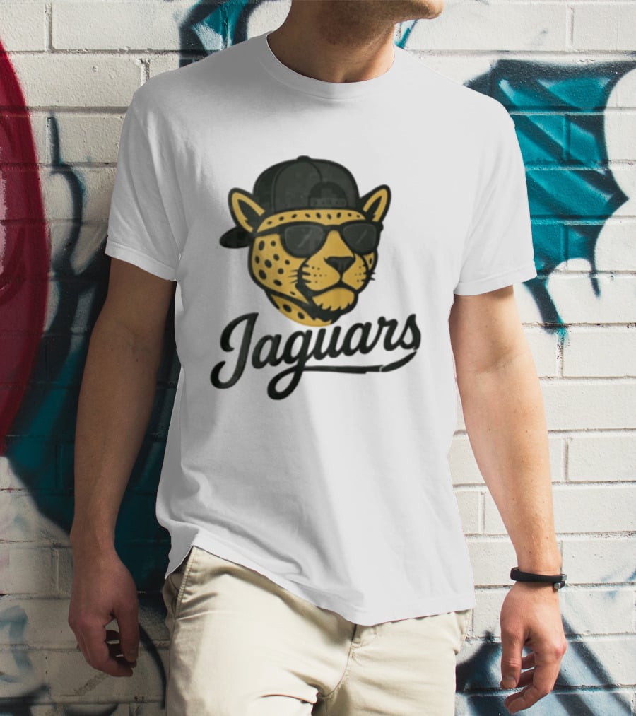 Jacksonville Jaguars Cool Jaguar With Cap And Sunglasses T-Shirt