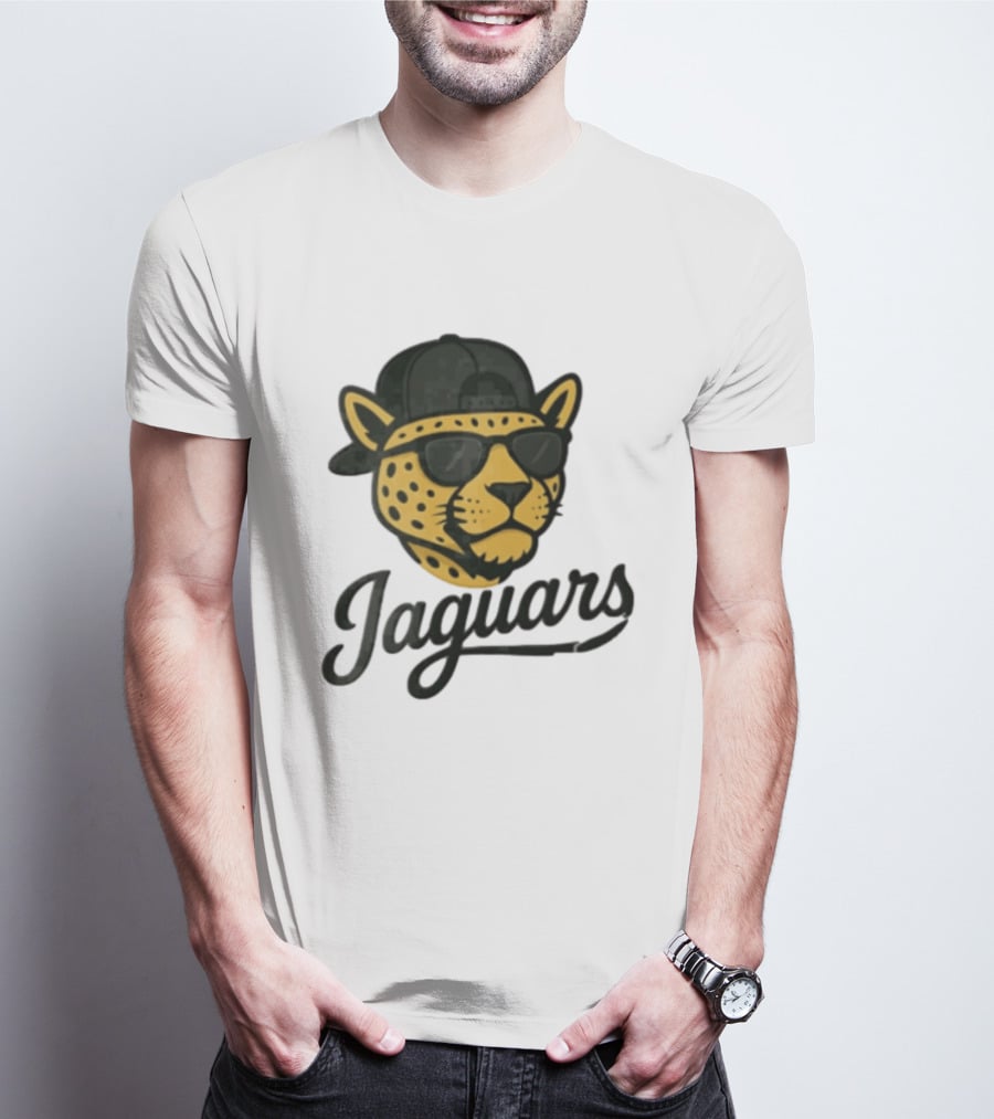 Jacksonville Jaguars Cool Jaguar With Cap And Sunglasses T-Shirt