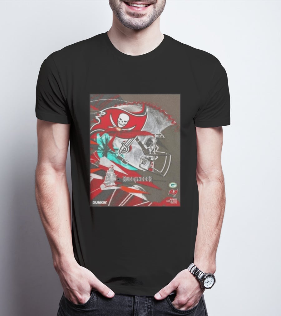 Tampa Bay Buccaneers Vs Green Bay Packers Matchup October 4 2026 Dunkin Promotion T-Shirt