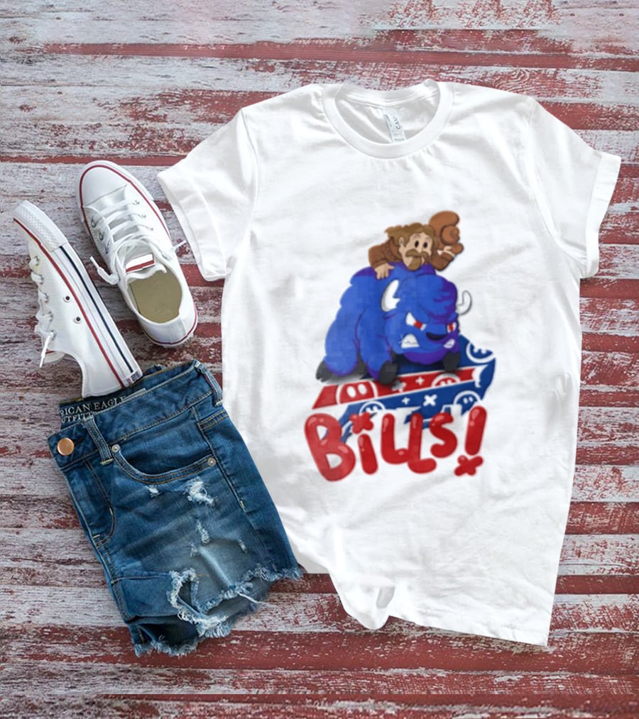 Buffalo Bills Cowboy Riding Angry Blue Bills T-Shirt