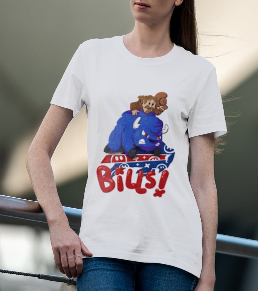 Buffalo Bills Cowboy Riding Angry Blue Bills T-Shirt