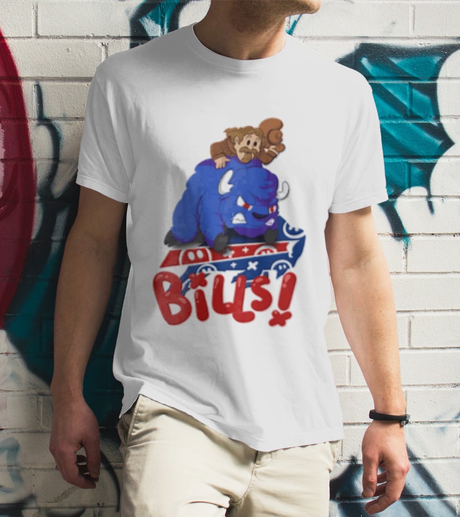 Buffalo Bills Cowboy Riding Angry Blue Bills T-Shirt