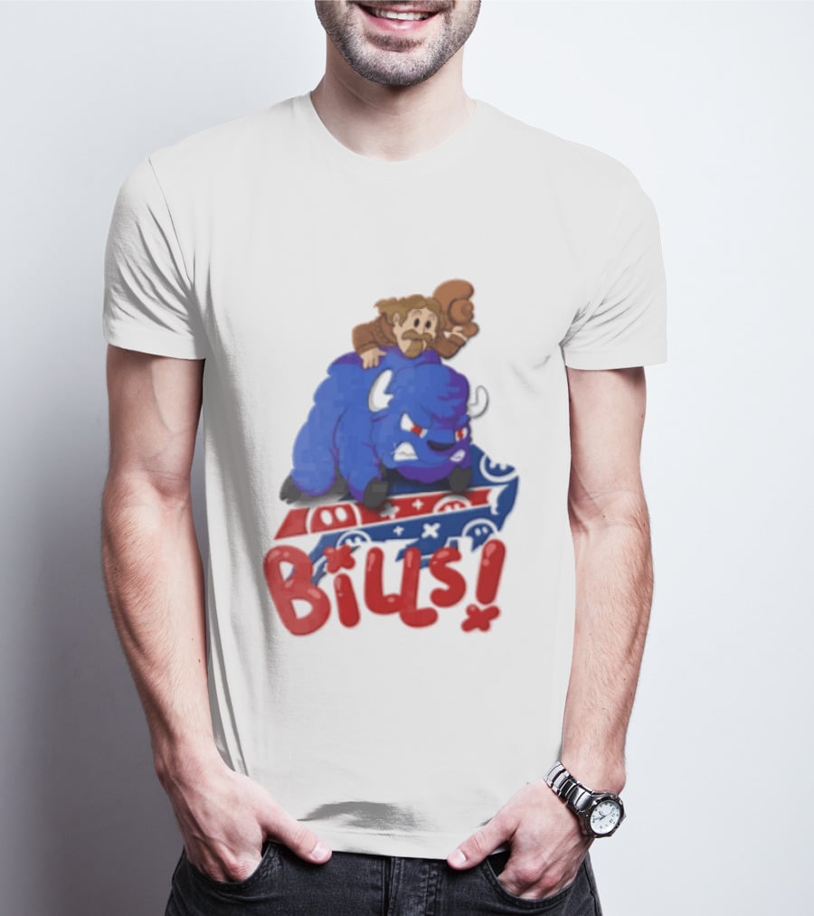 Buffalo Bills Cowboy Riding Angry Blue Bills T-Shirt