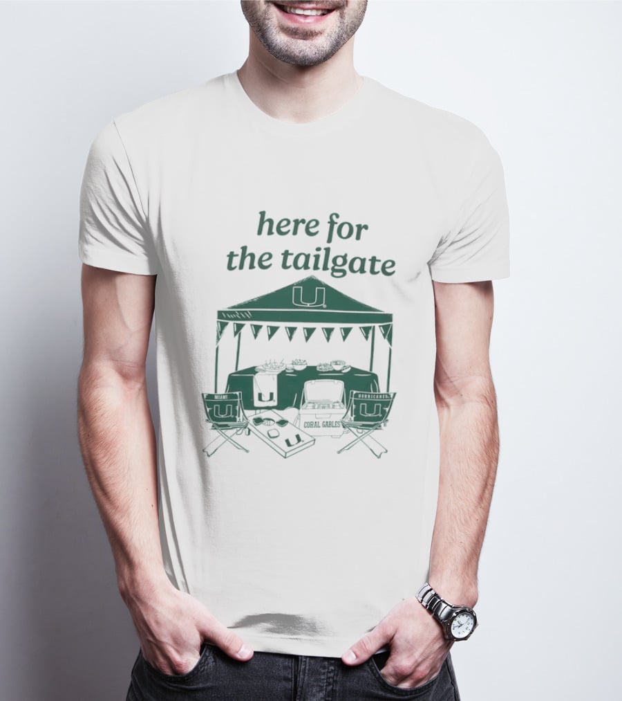 Miami Hurricanes Here For The Tailgate Coral Gables Party Essentials T-Shirt