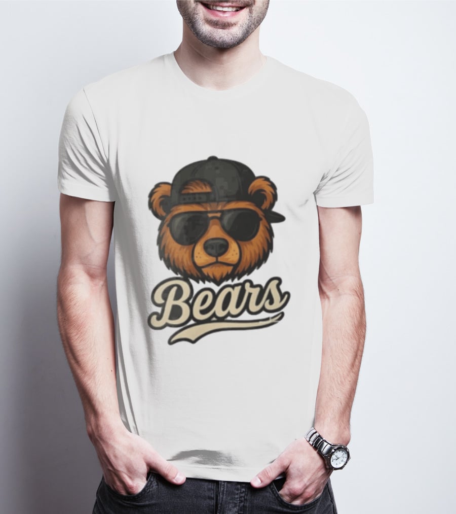 Chicago Bears Cool Bear In Sunglasses And Cap T-Shirt