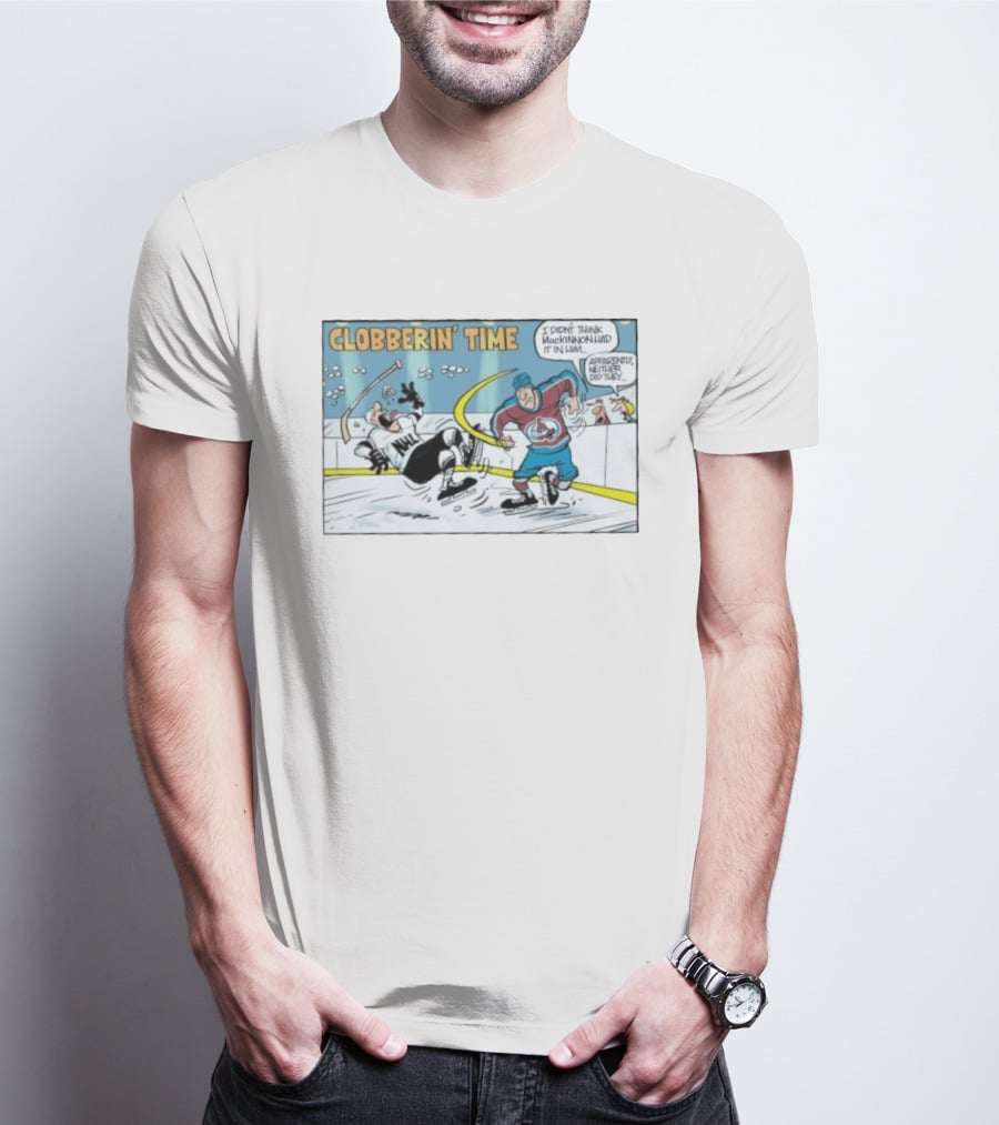 Clobberin Time Nathan MacKinnon Colorado Avalanche Cartoon T-Shirt