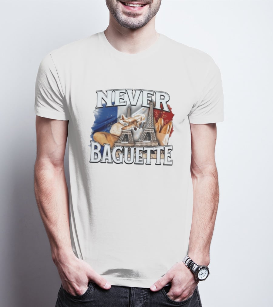 Never Baguette Eiffel Tower Paris France Airplane T-Shirt