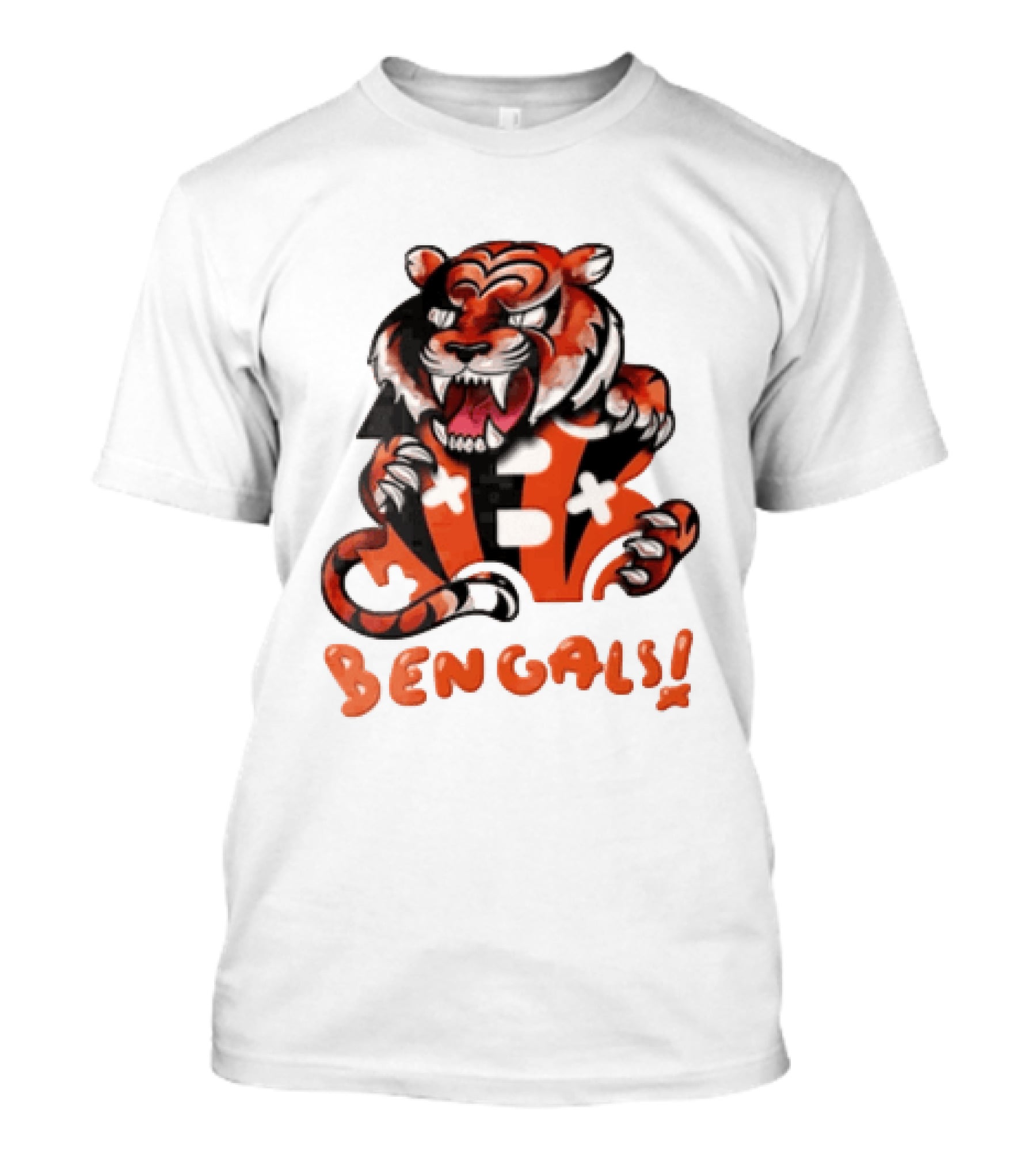 Cincinnati Bengals Snarling Tiger Over Bold B T-Shirt