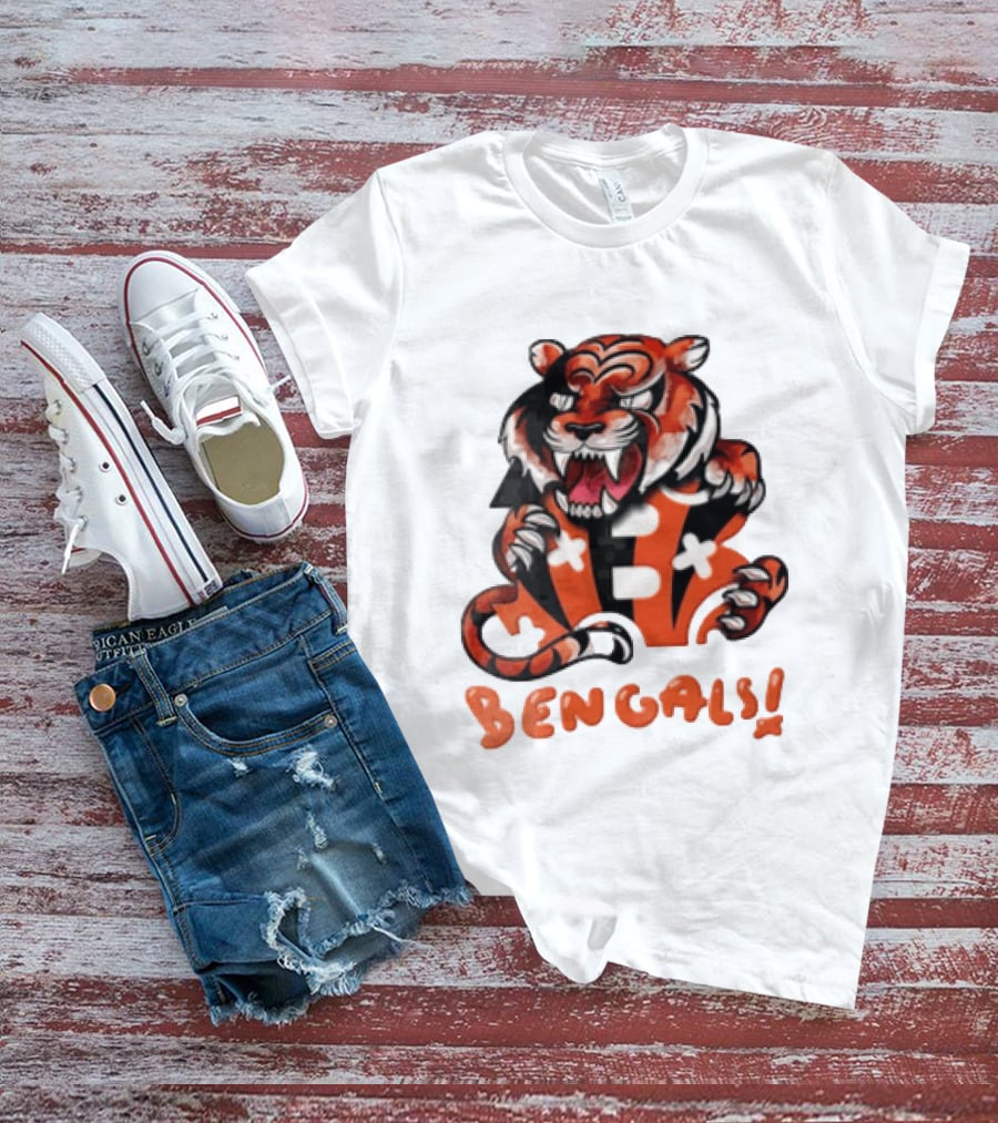 Cincinnati Bengals Snarling Tiger Over Bold B T-Shirt