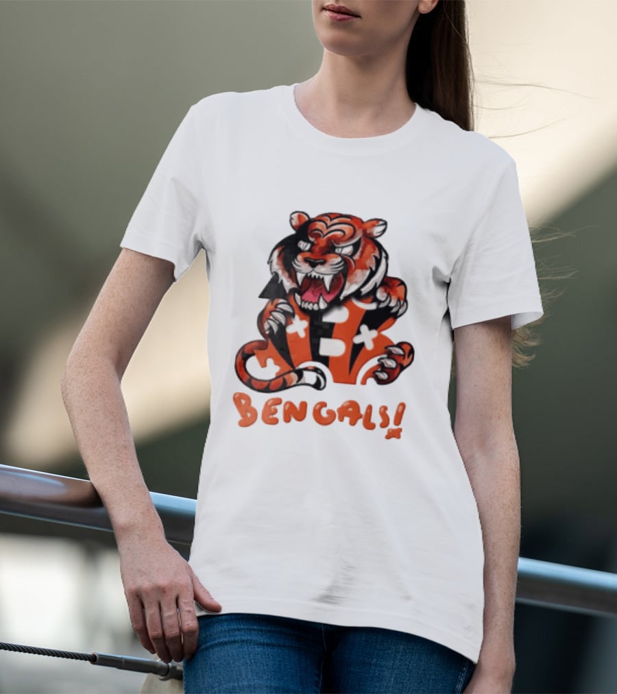 Cincinnati Bengals Snarling Tiger Over Bold B T-Shirt