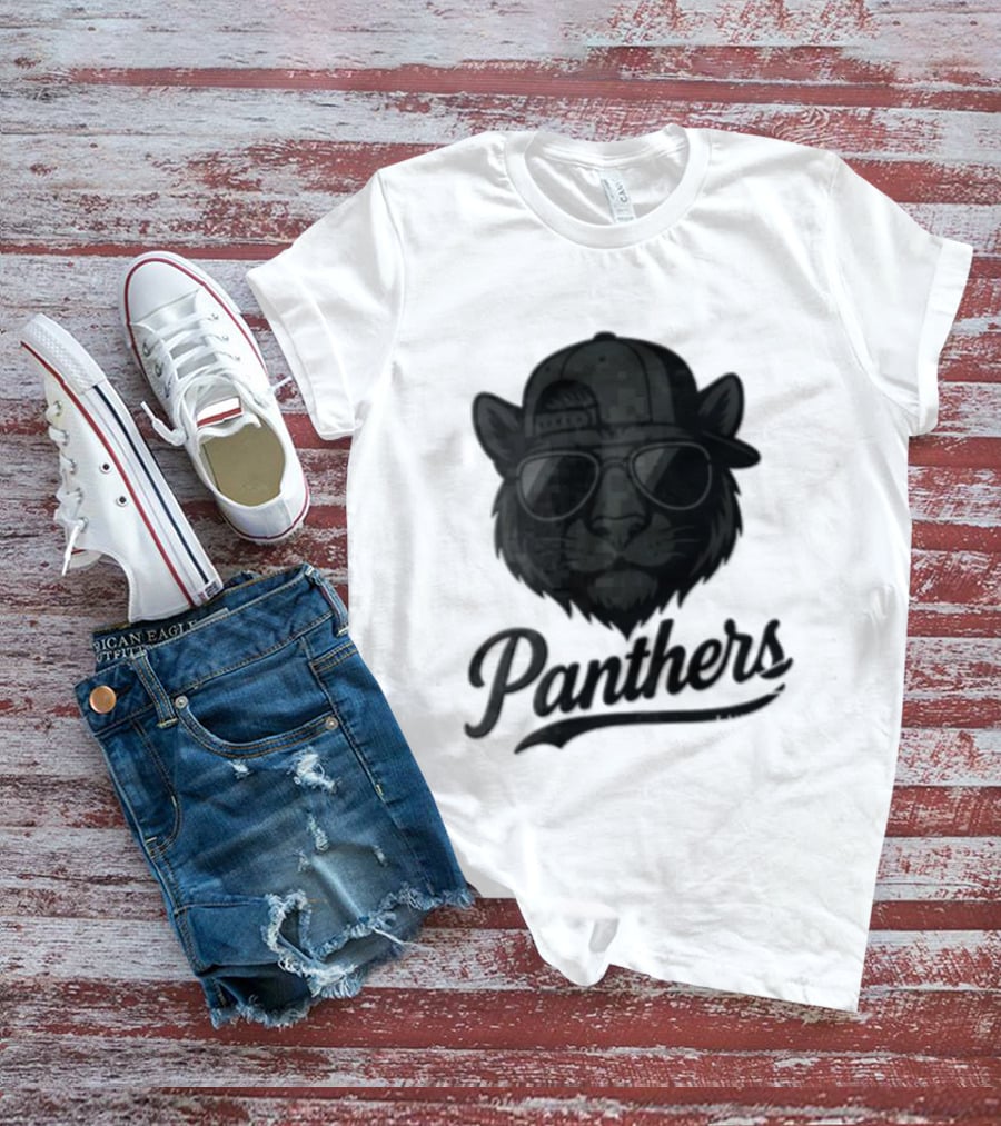 Panthers Cool Cat In Sunglasses And Baseball Cap T-Shirt
