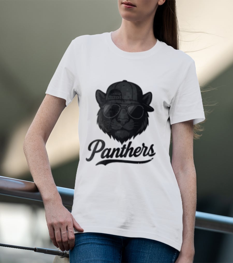 Panthers Cool Cat In Sunglasses And Baseball Cap T-Shirt