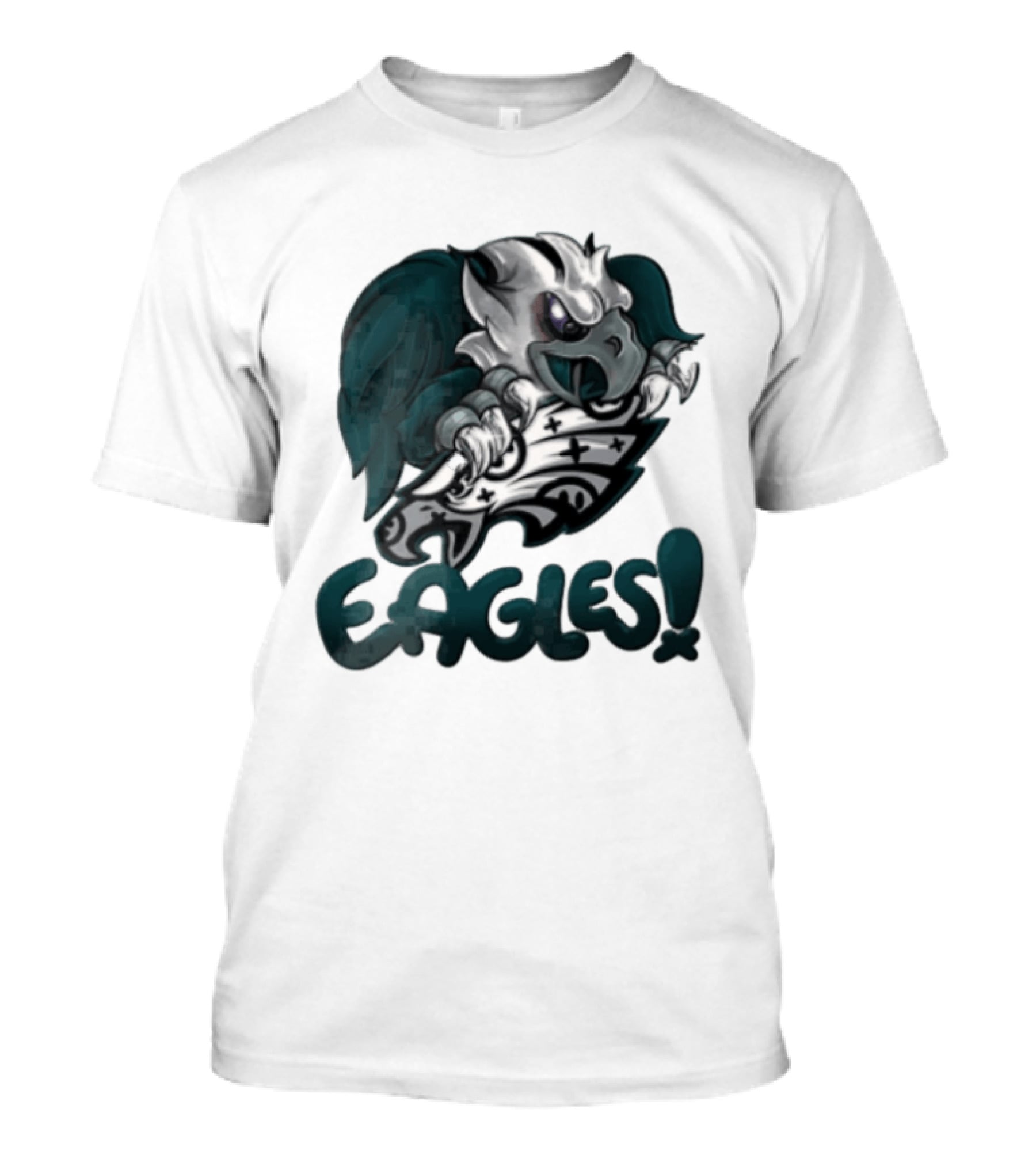 Philadelphia Eagles Aggressive Cartoon Eagle With Shield T-Shirt