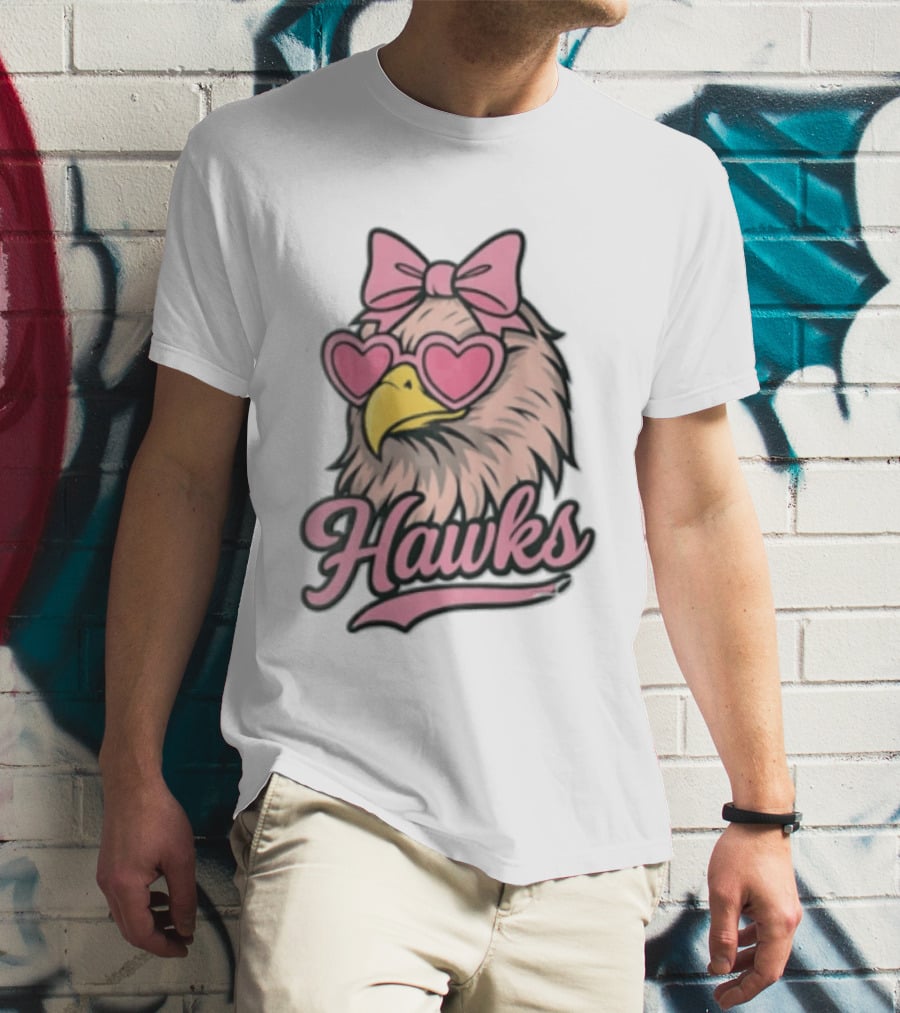 Hawks Eagle Pink Bow Heart Glasses T-Shirt