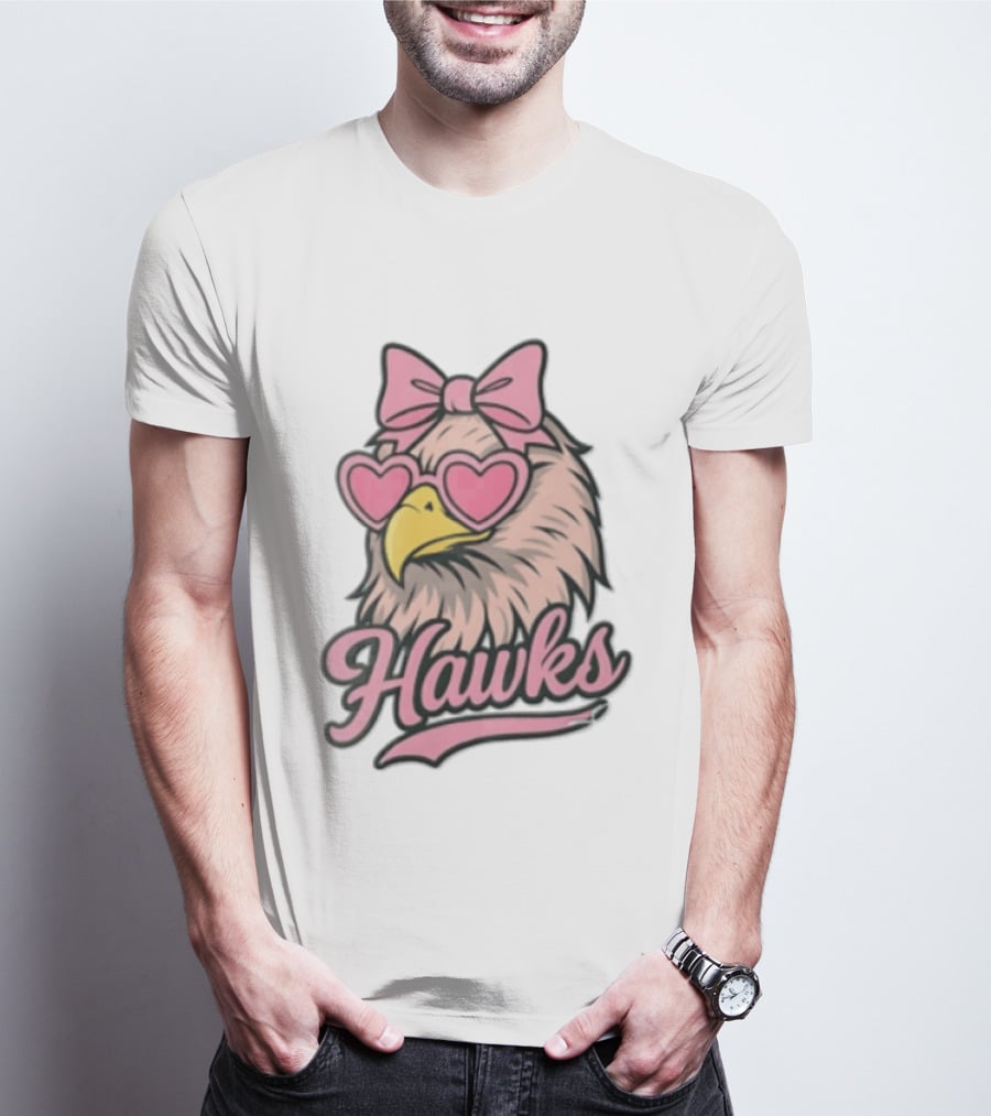 Hawks Eagle Pink Bow Heart Glasses T-Shirt