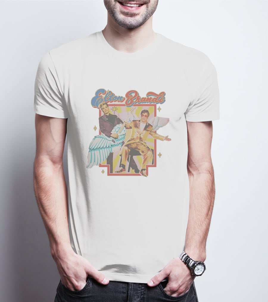 Elton John Brandi Carlile Winged Duo With Golden Outfit And Guitar T-Shirt