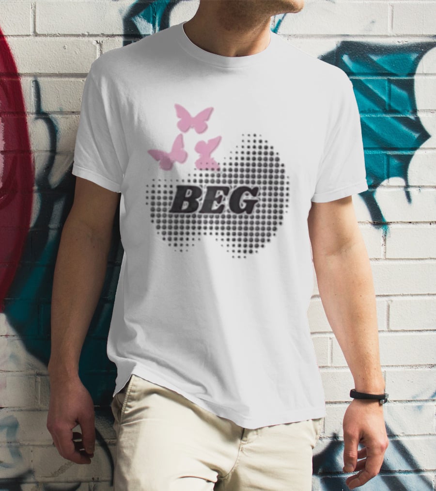 Pink Butterflies BEG Halftone T-Shirt