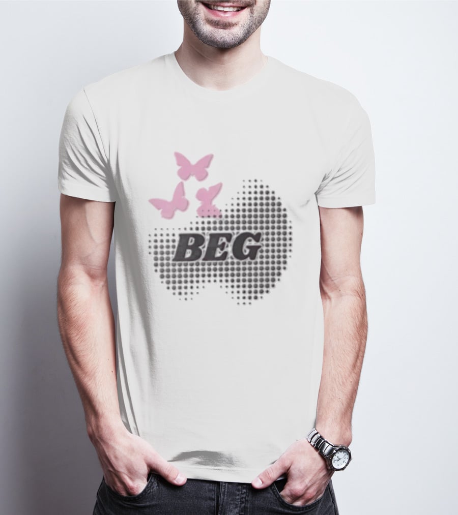 Pink Butterflies BEG Halftone T-Shirt