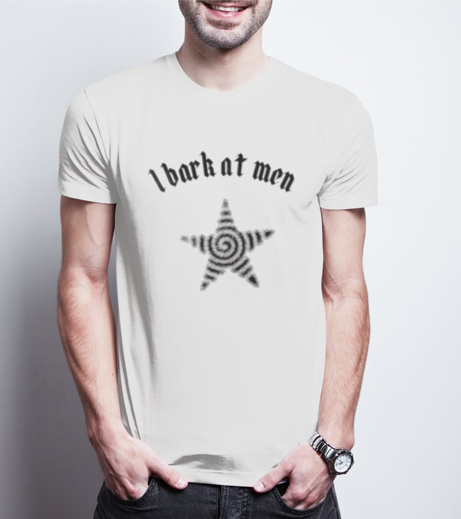 I Bark At Men Star Spiral Center Halftone T-Shirt