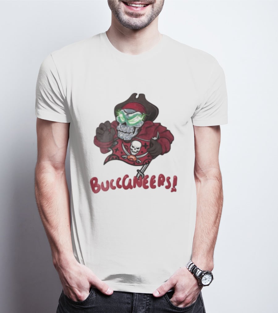 Tampa Bay Buccaneers Skull Pirate Green Eyes Buccaneers Flag T-Shirt