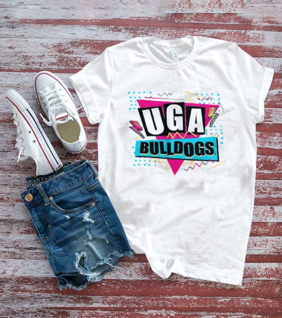 UGA Bulldogs Pink Triangle Lightning Bolts Scribbles T-Shirt