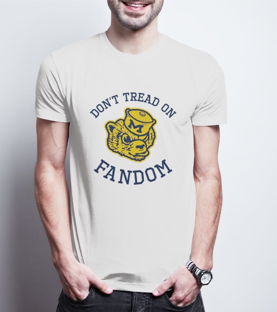 University Of Michigan NCAA Basketball Don't Tread On Fandom Yellow Wolverine M Hat T-Shirt