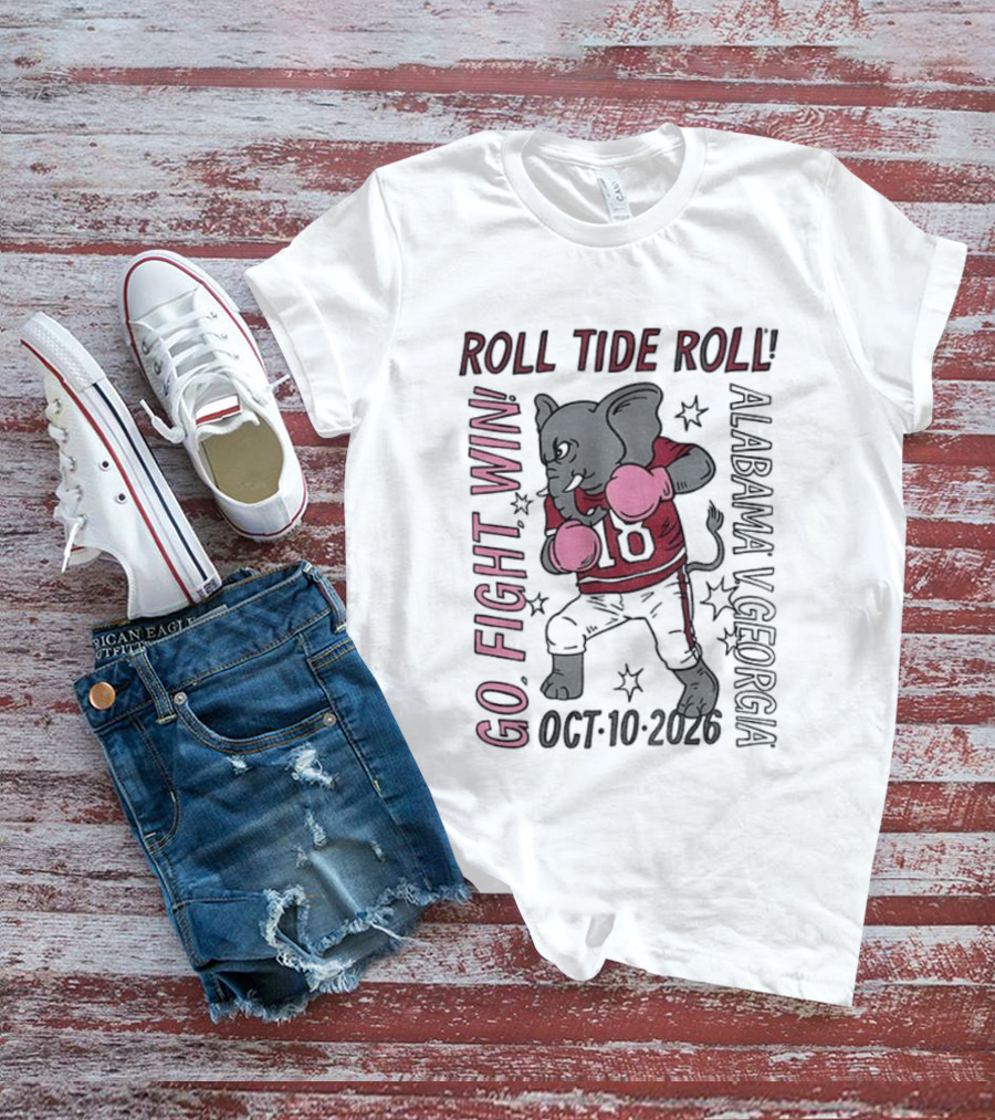 Alabama Crimson Tide Roll Tide Roll Go Fight Win October 10 2026 Vintage Elephant Boxing T-Shirt