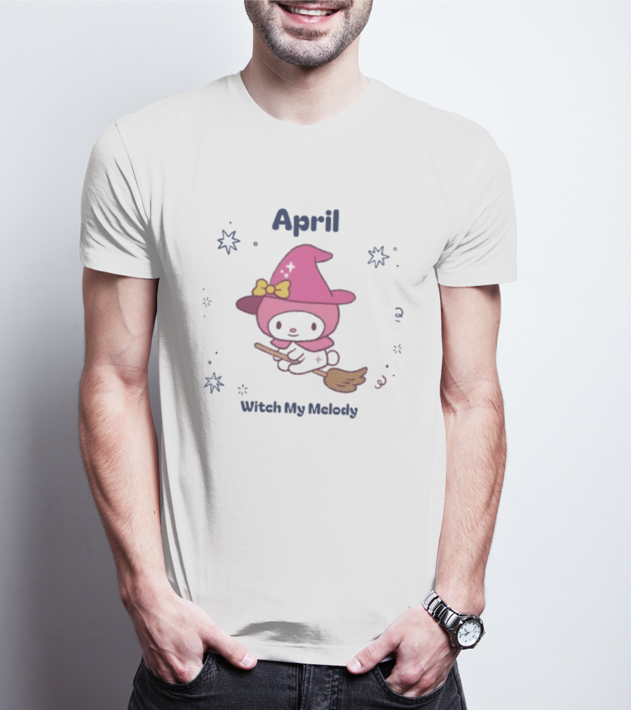 April Witch My Melody Sanrio Halloween Broomstick Magic T-Shirt