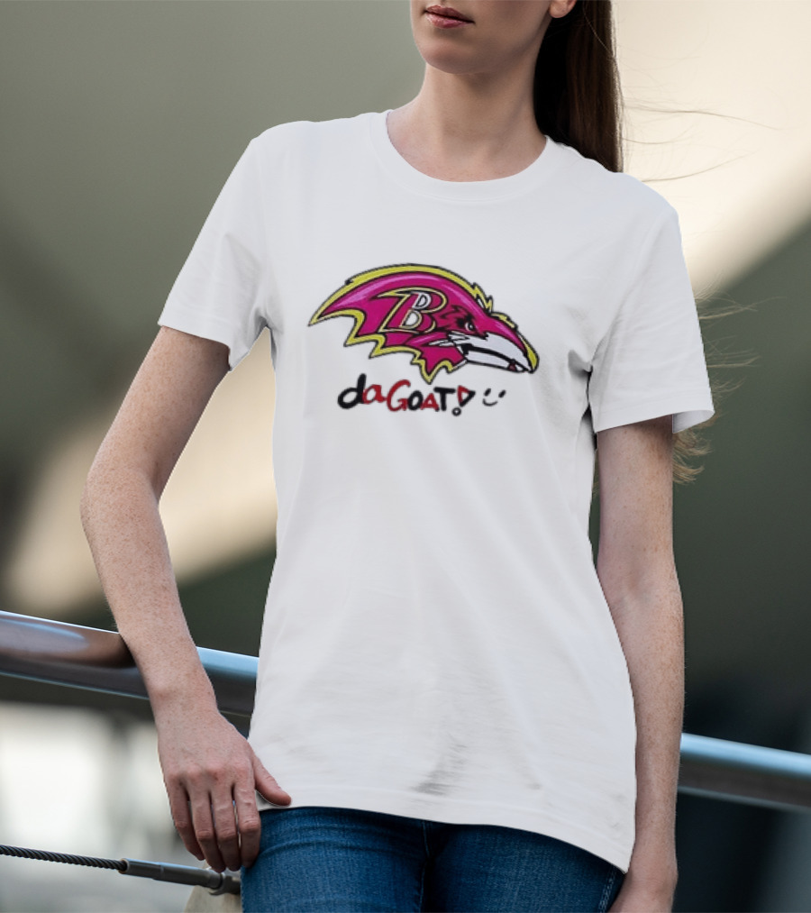 Baltimore Ravens Da Goat Pink Heroes Fighting Cancer T-Shirt