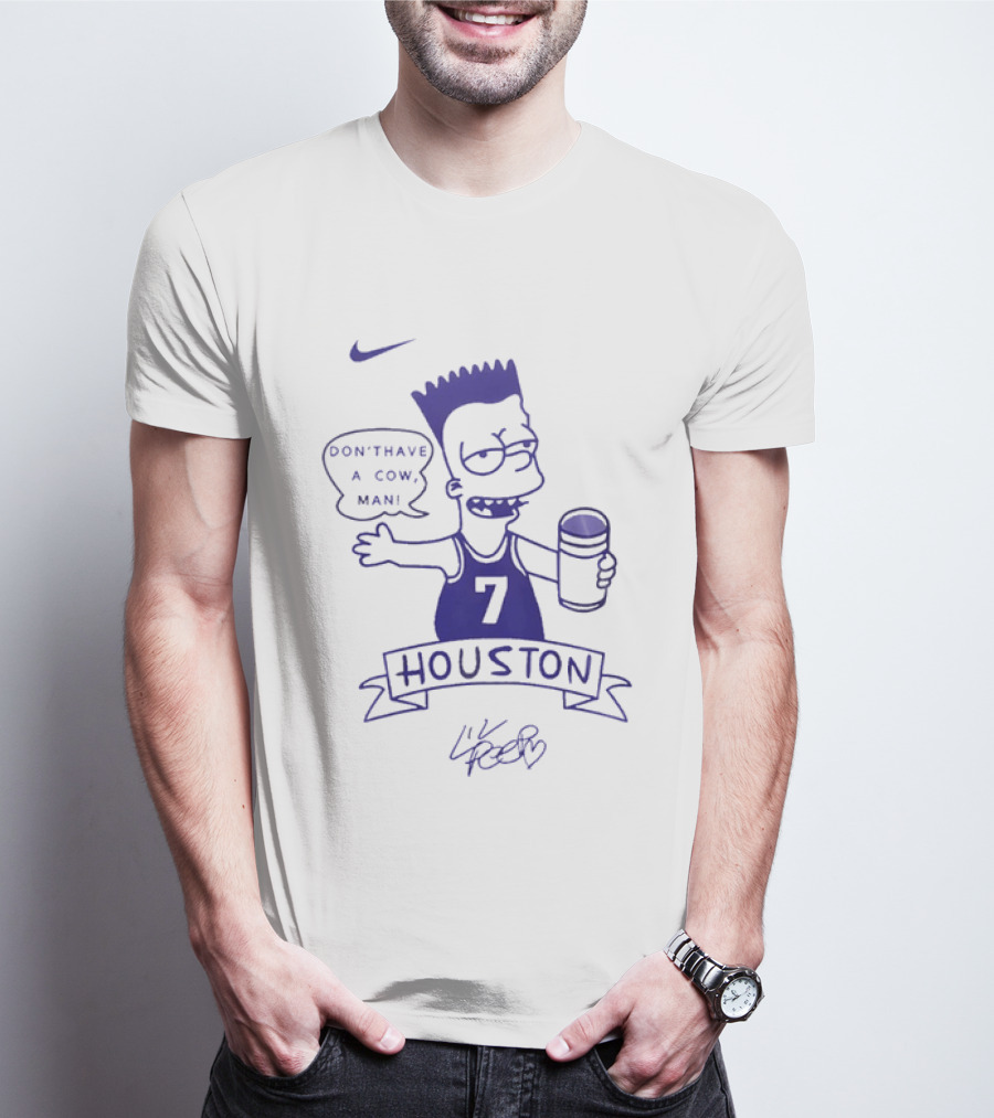 Bart Simpson Nike Houston 7 Don't Have A Cow Man Lil Peep T-Shirt