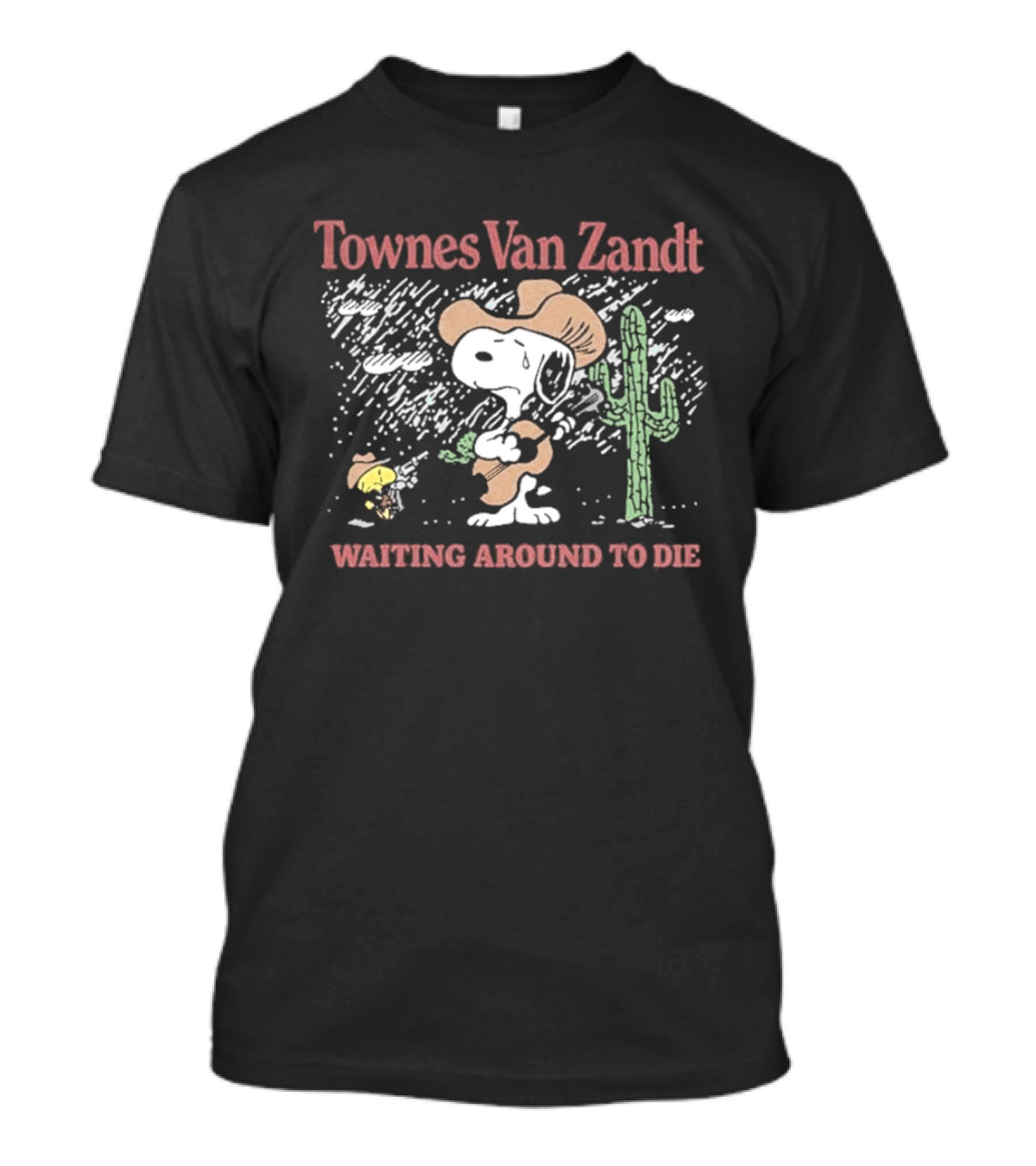 Townes Van Zandt Snoopy Woodstocks Waiting Around To Die Cactus Cowboy T-Shirt