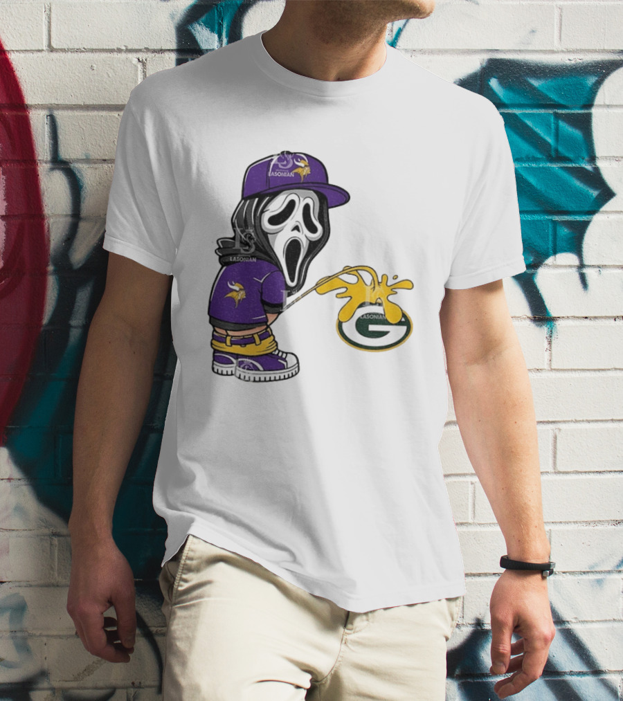 Minnesota Vikings Ghostface Piss On Green Bay Packers T-Shirt
