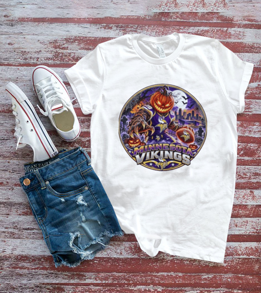 Minnesota Vikings Halloween Jack O' Lantern Football Spooky Night T-Shirt