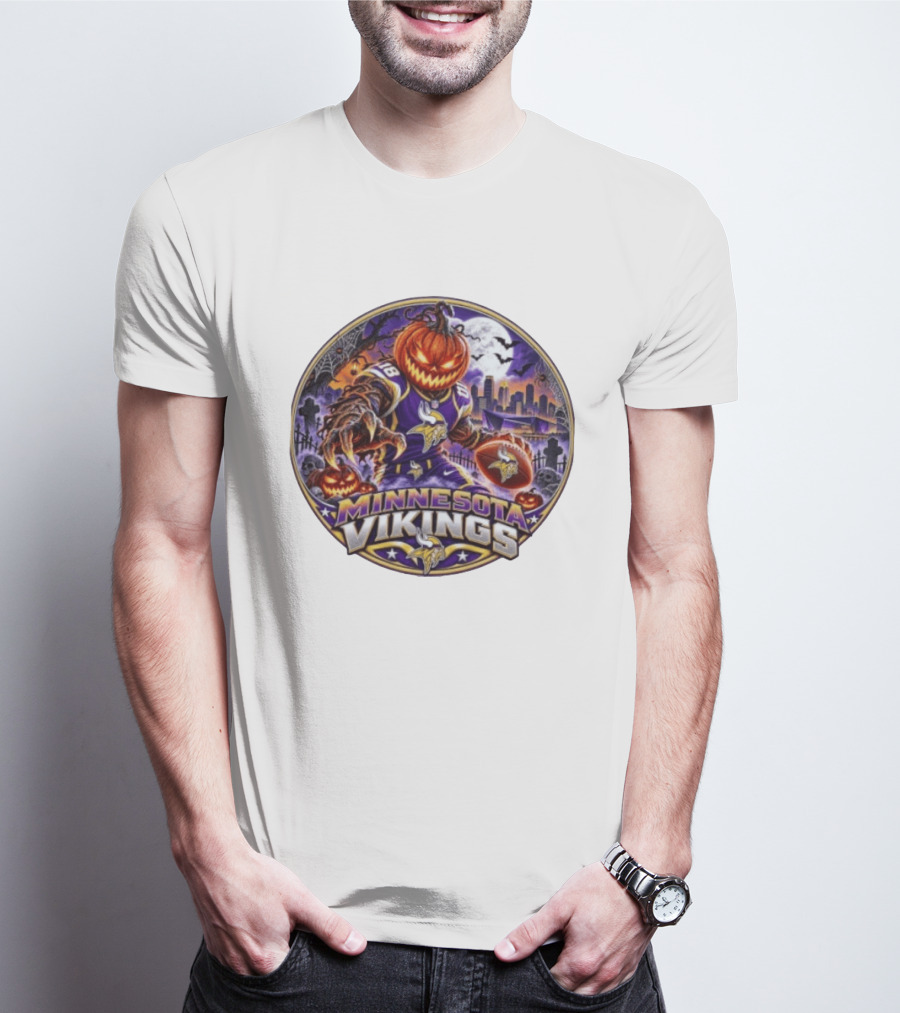 Minnesota Vikings Halloween Jack O' Lantern Football Spooky Night T-Shirt