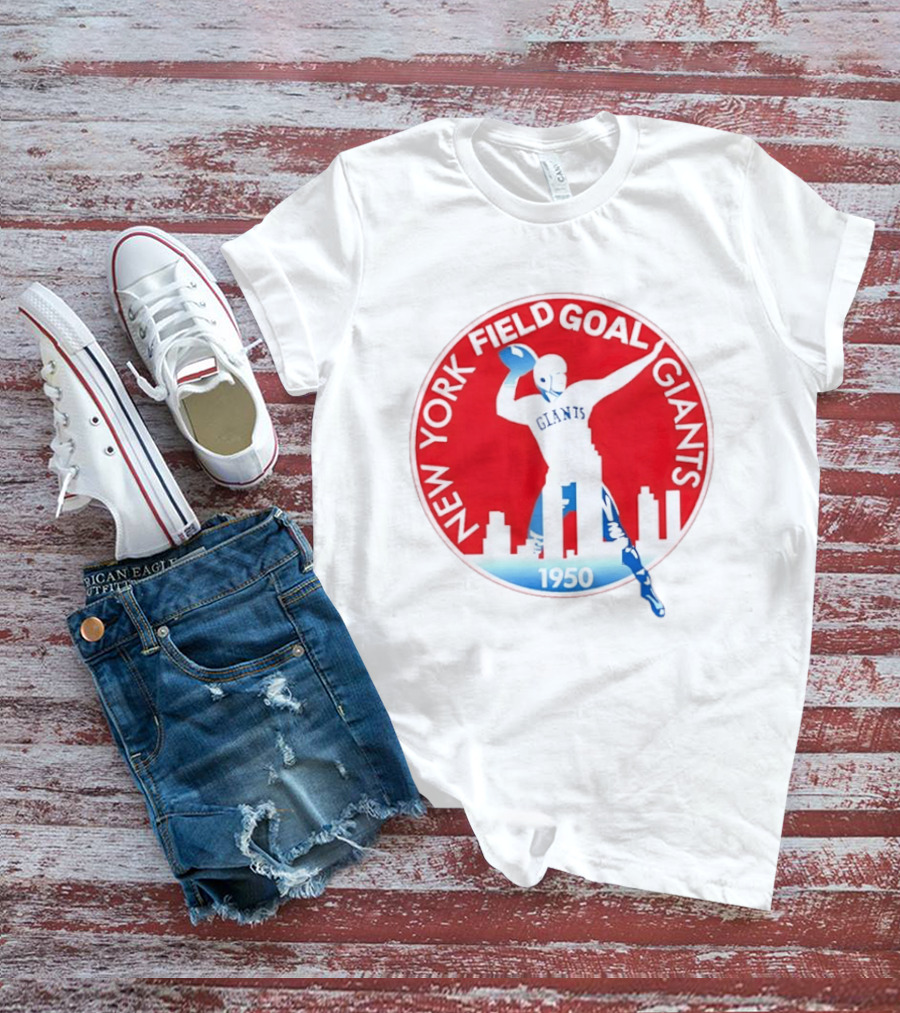 New York Field Goal Giants 1950 Football Red Skyline T-Shirt