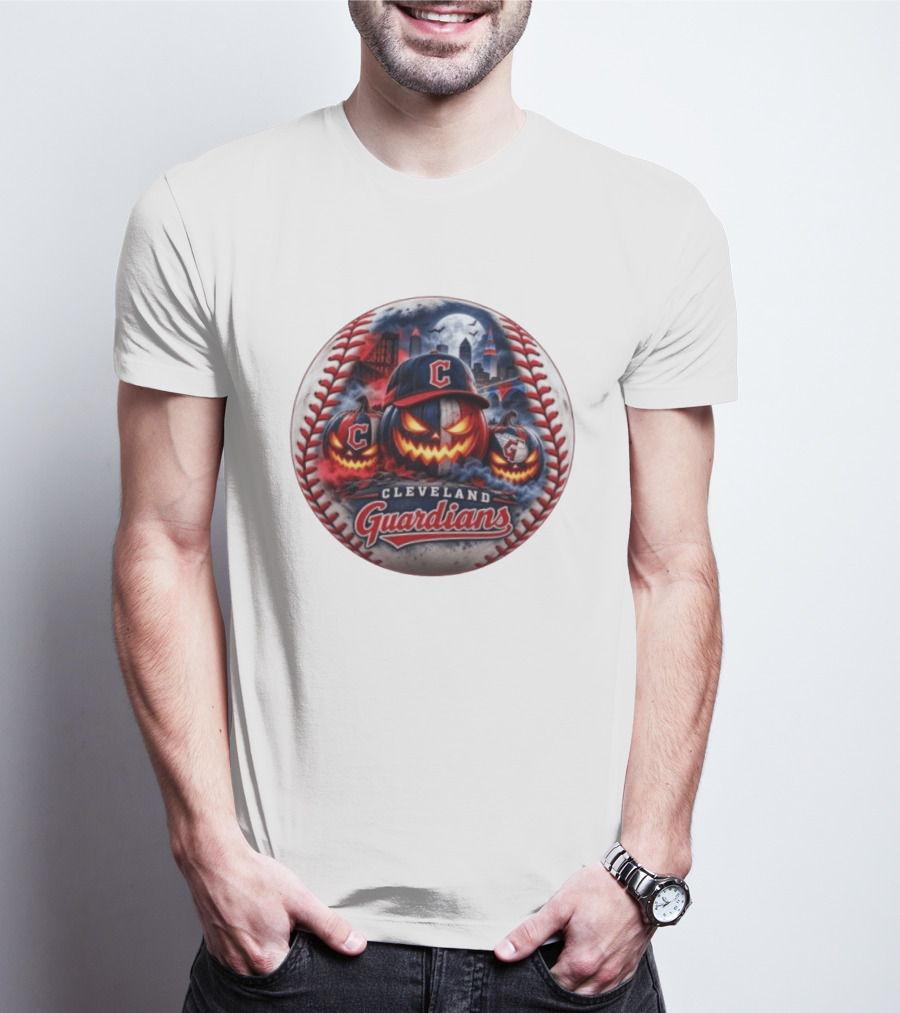 Cleveland Guardians Halloween Jack O' Lantern Spooky Baseball T-Shirt