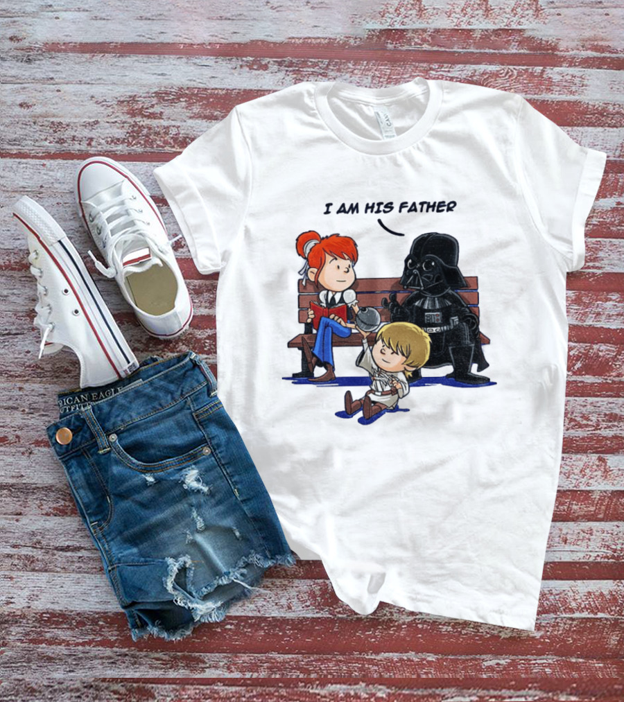 Darth Vader And Luke Skywalker I Am His Father Comic Style Bench Scene T-Shirt