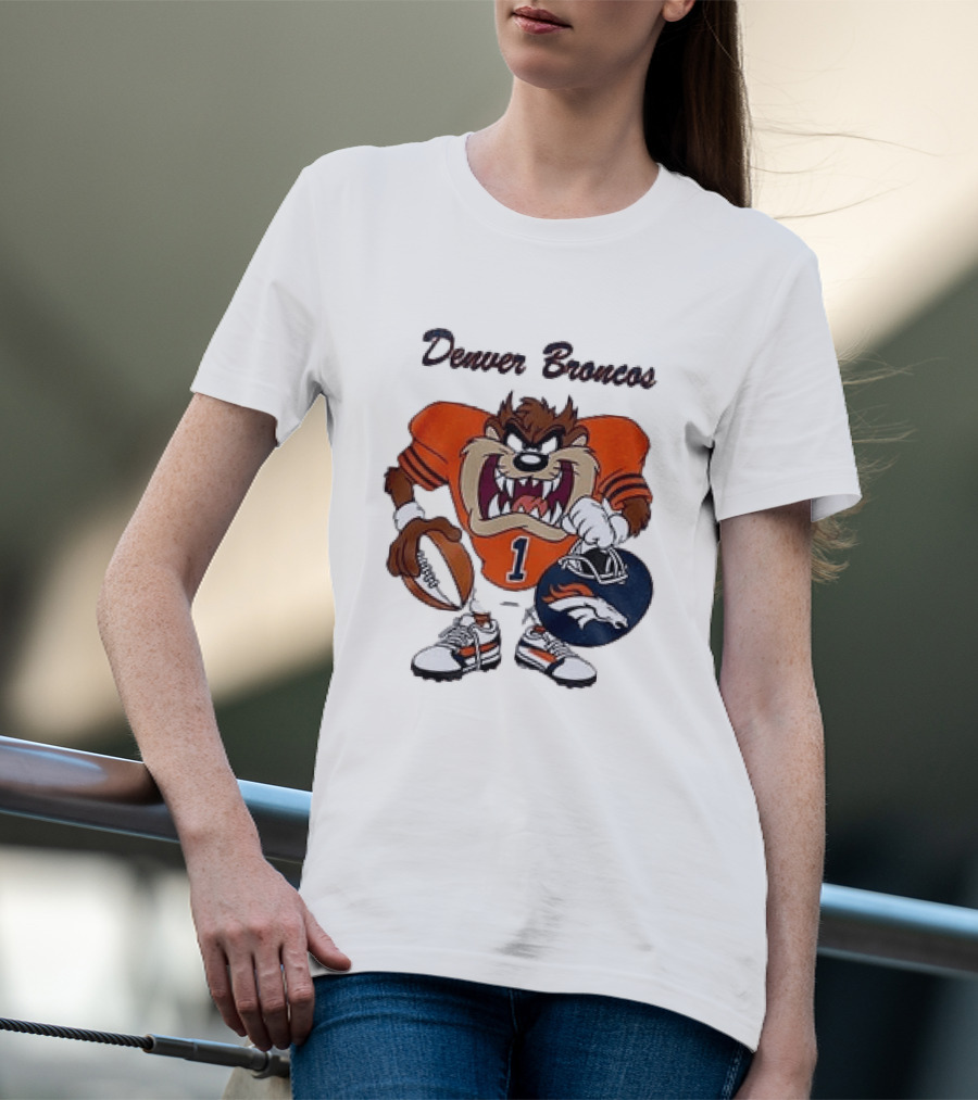 Denver Broncos Taz Looney Tunes Football Number 1 T-Shirt