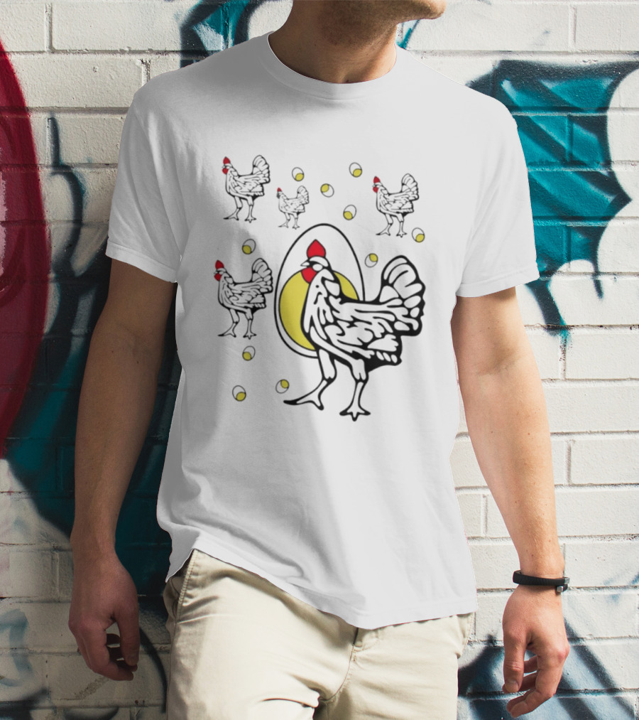 Farm Chicken And Egg Poultry Hen With Rooster And Eggs T-Shirt