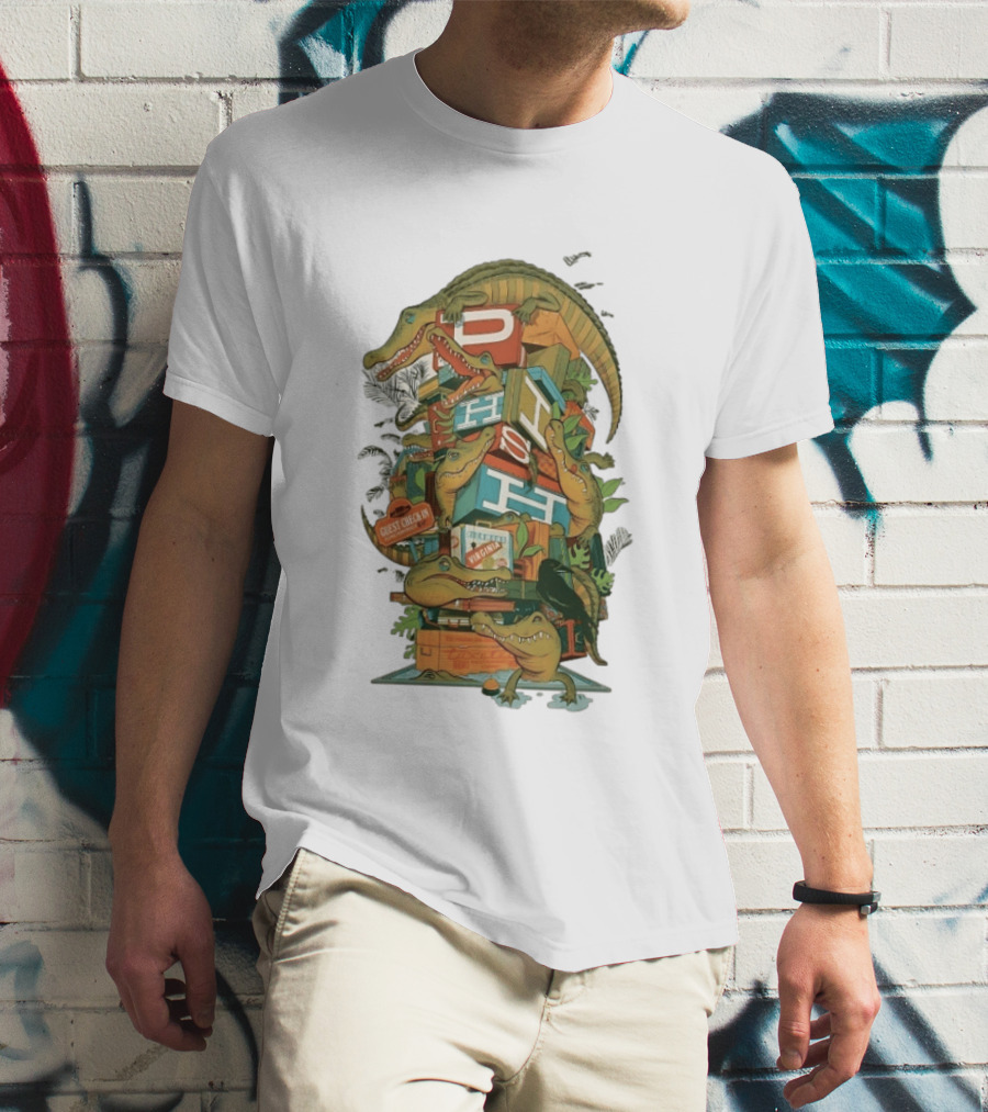 Phish Guest Check Richmond Virginia Alligator Concert Stacked Blocks T-Shirt