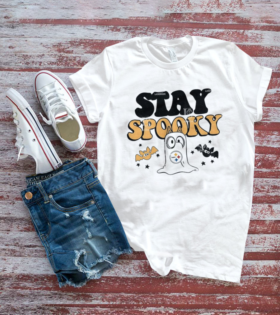 Pittsburgh Steelers Bluey Halloween Stay Spooky Ghost And Bats T-Shirt