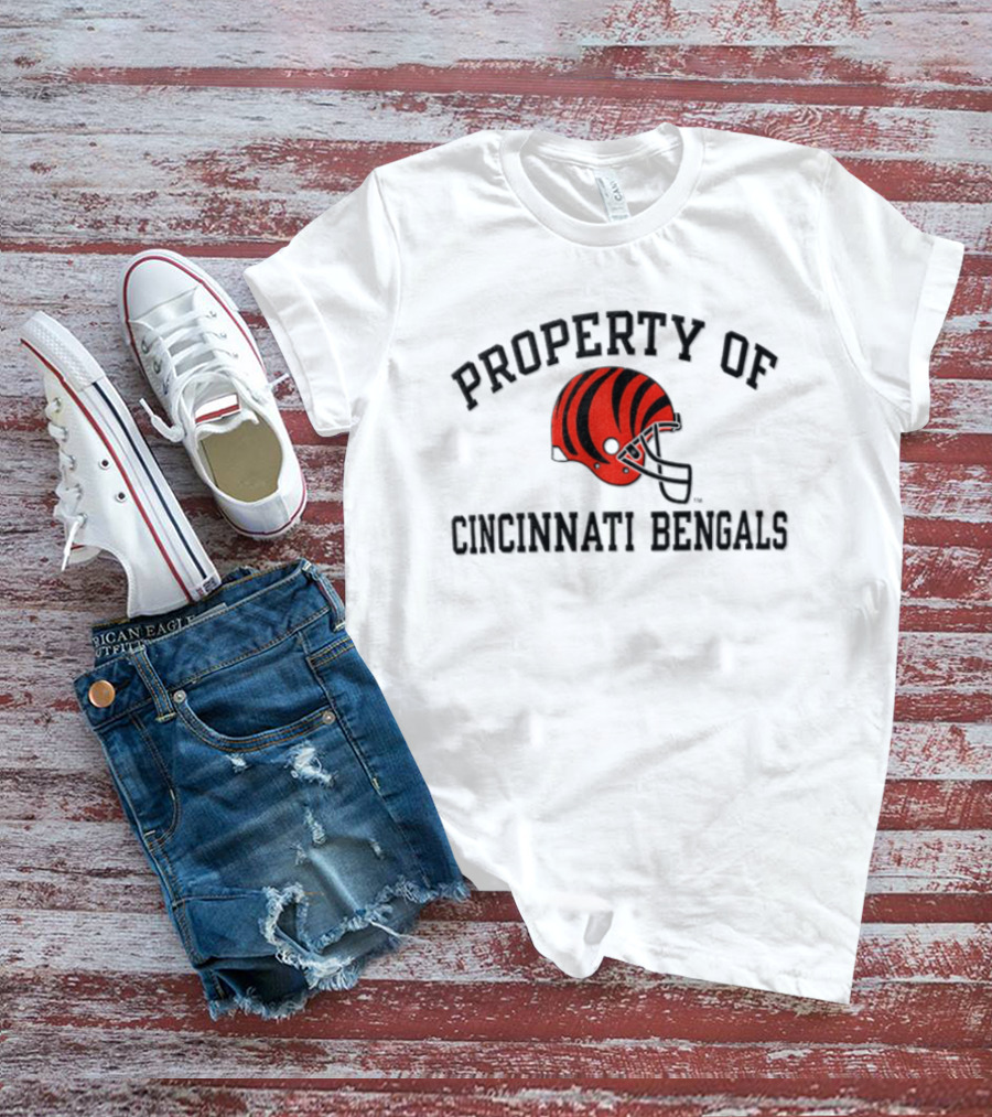 Cincinnati Bengals Helmet Property Of NFL Sports Fan Gear T-Shirt